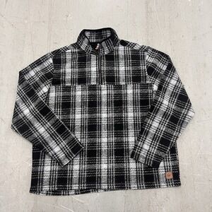 John Wayne Stock & Supply 1/4 Zip Pullover Sweater Black Gray Mens XL Western